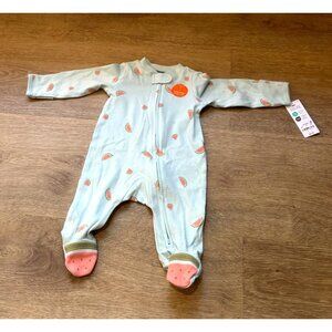 NEW Size 3-6M Baby Zip-Up Footed Pajamas With Watermelon Print